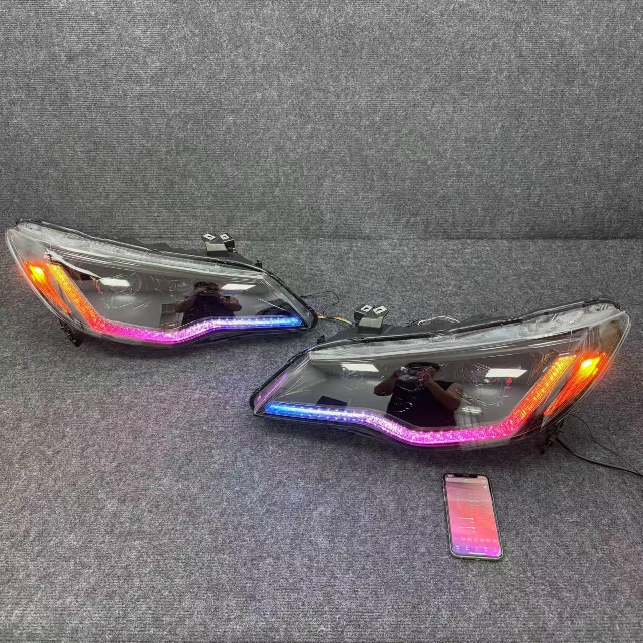 Совместимо с светодиодной сборкой фар для Honda Civic FD2 8-го поколения 2005-2012 гг., RGB семицветная.