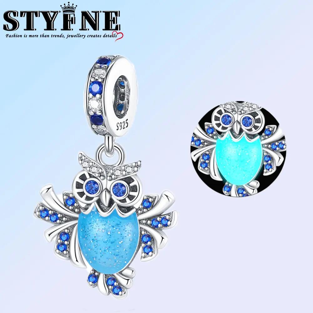 Copper Fashion Purple Owl Charms Beads Owl Safety Chain Fit Original Bracelets Diy Graduation Jewelry Gifts