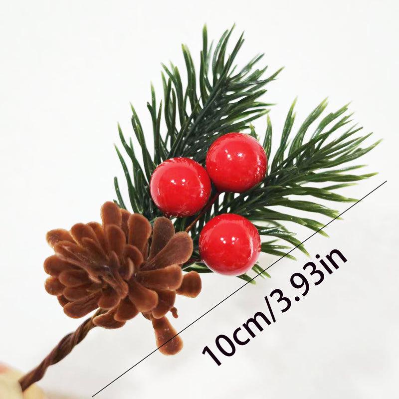 Artificial Pine Needle Greenery & Red Berry Bouquet for Holiday DIY & Gift Packaging