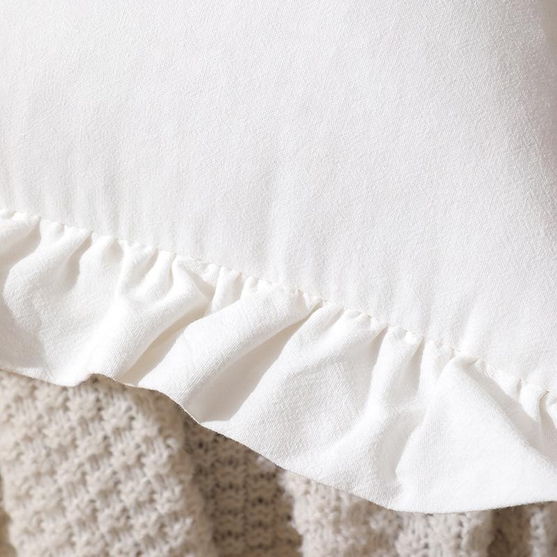 Nowa Poszewka na Poduszkę z Bawełny Pranej Bawełniana Koronka z Falbankami Miękka i Wygodna Poszewka na Poduszkę w Jednolitym Kolorze