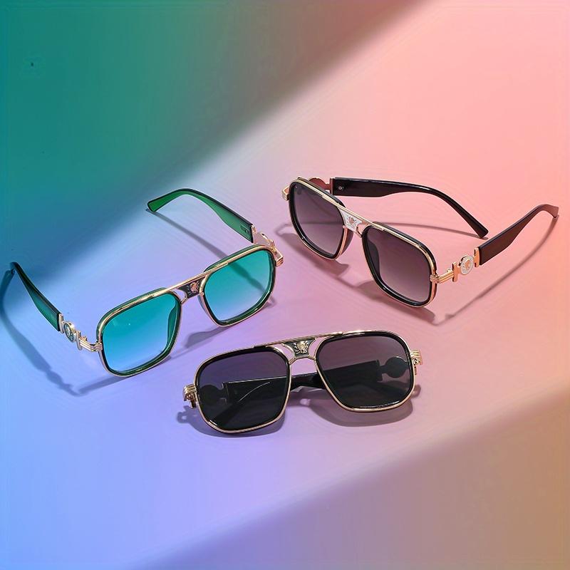 Fashionable Double-Beam Sunglasses with Unique Metal Accessories Retro Oversized Glasses for Street Photography Outdoor Travel