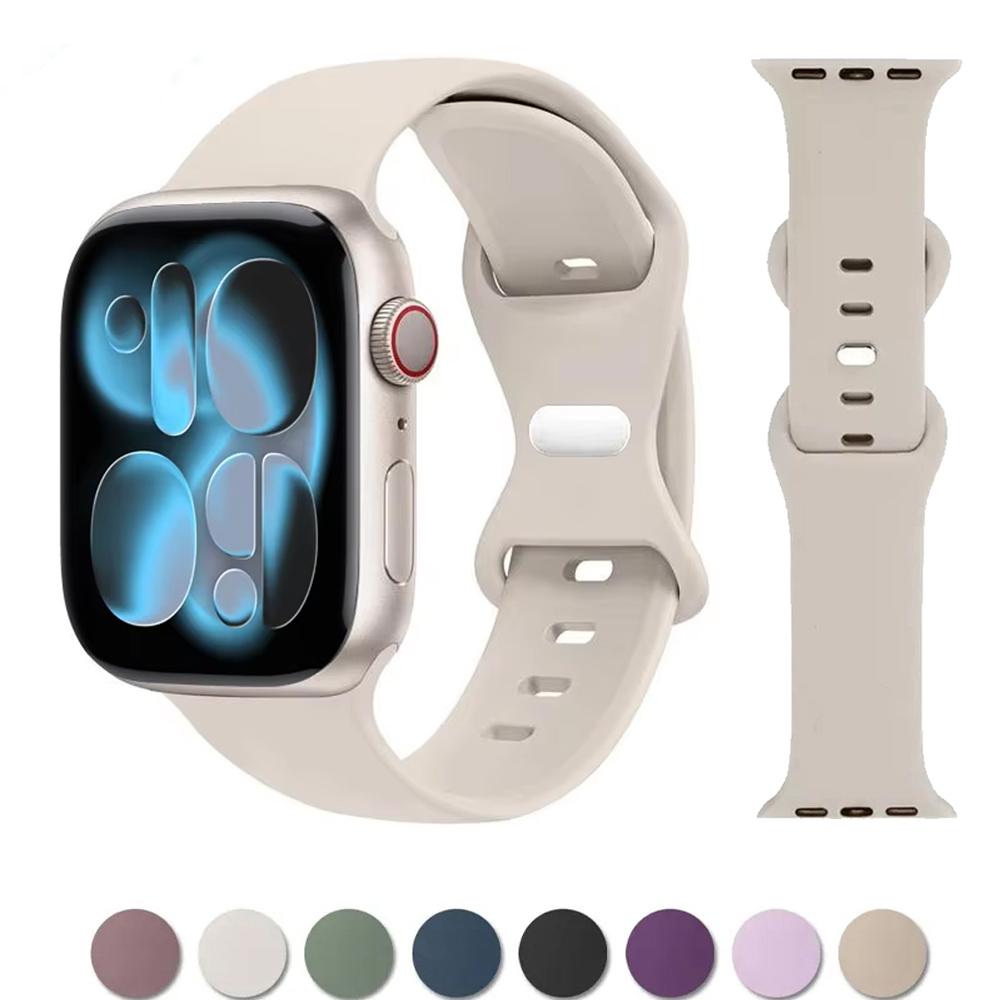 Silicone Strap For Apple Watch Band 40mm 44mm 46mm 45mm 41mm 49mm 38 42 Correa Bracelet iWatch Series 6 Ultra 3 2 7 8 9 Se 10 11