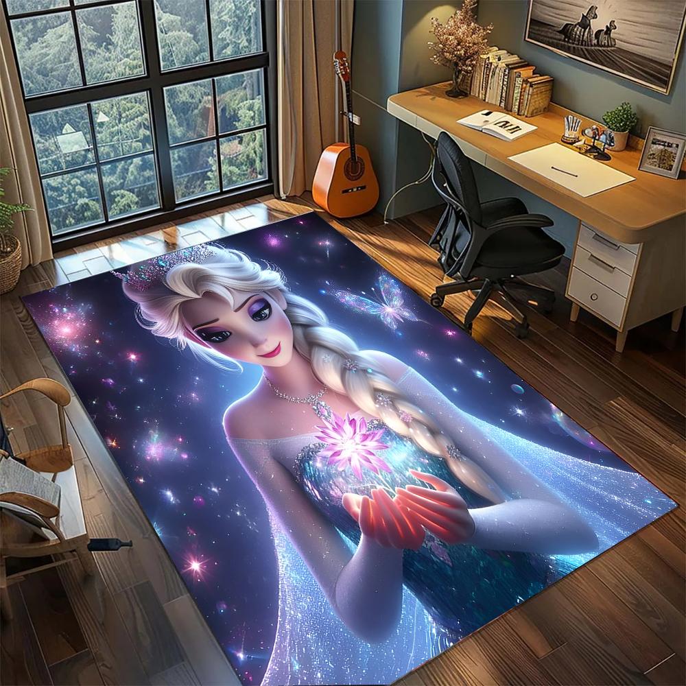 The Snow Sisters: Elsa and Anna Rug Carpet Large Area Rug Non Slip Washable Floor Mat Gamer Room Bedroom Home Decor