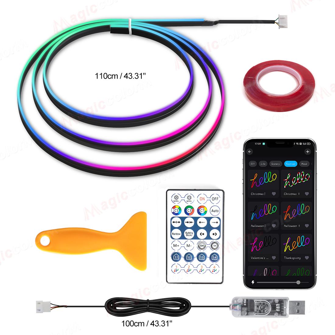 

Автомобильная подсветка универсальная светодиодная симфония RGB атмосферная лампа 64 цвета акриловая полоса пульт дистанционного управления через приложение для Tesla Model 3 YSX