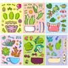 6 Sheets/Pack Potted Plants Bouquet Puzzle Stickers Children'S Educational Diy Toys Gifts Creative Graffiti Stickers