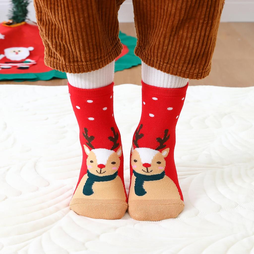 5pairs Baby Kids Cartoon Christmas Holiday Toddler Children's Socks  5-10 Years Old Gift Kids Girls Fashion Short Socks