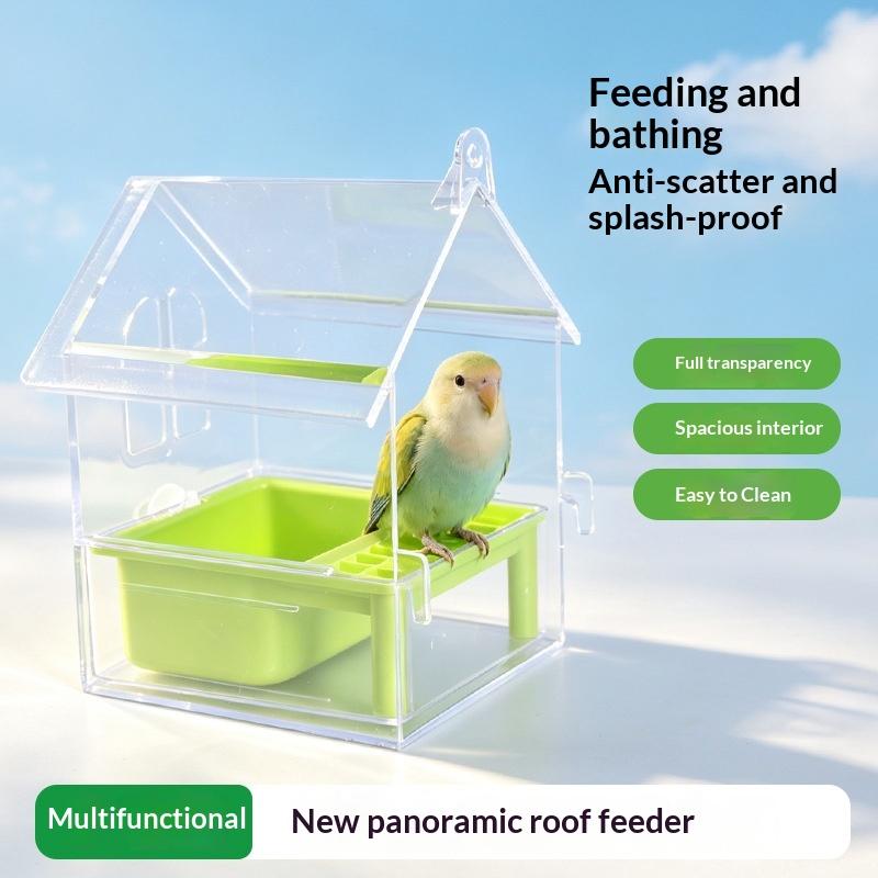 Hanging Parrot Feeder Prevent Scattering Bird Feeding Bowl Multifunction Bird Bath Parakeet Bathtub Bird Cage Accessories