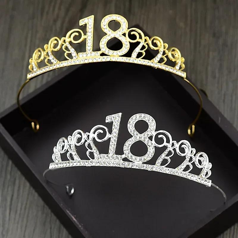 18th Birthday Gifts Princess Crown Headband Crystal Wedding Crown Hairband Women Headwear Hair Decor Fashion Accessories