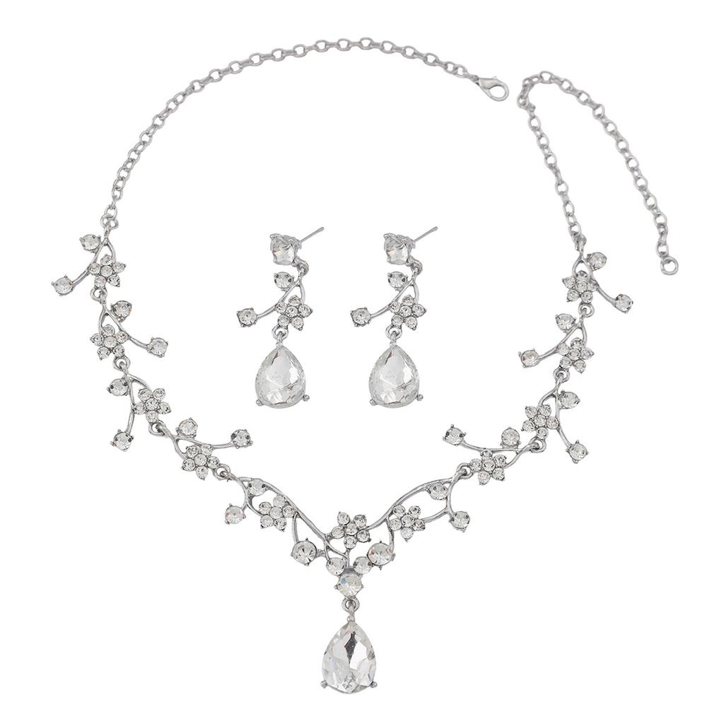 2026 European and American Women's Alloy Rhinestone Necklace Jewelry Set Bridal Wedding Banquet Jewelry