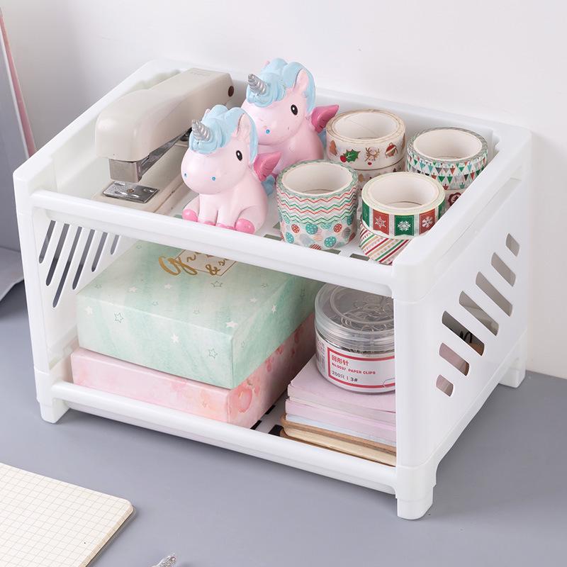 Doppelschichtiges Schreibtisch-Schreibwaren- & Badezimmer-Organizer-Regal