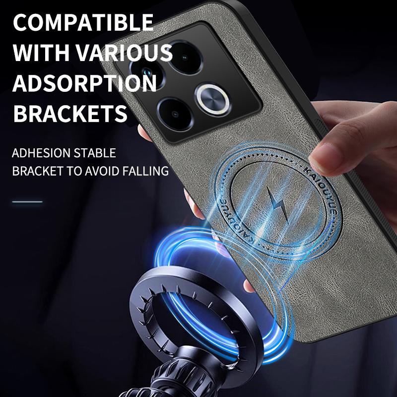 Magnetic Case For Infinix Note 40 Pro Plus 5G Note40 40Pro 4G MagSafe Napa-textured PU Silicone Leather Cover Shockproof Bumper