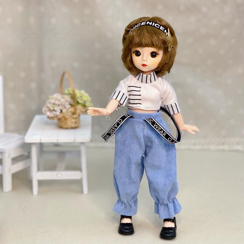 30CM Mini Bevegelig Leddet Dukke Jenter Leketøy 3D Big Eyes BJD Princess Full Drakter Kjoler Samling Barnedukkegave