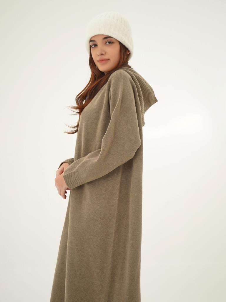 ACUD Hoodie Knit Long Dress_D.Beige