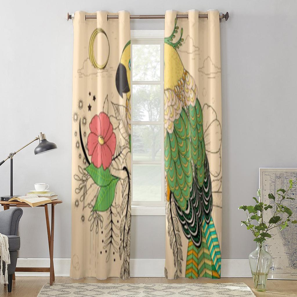 Lovely Parrot Exquisite Style Luxury Window Curtain for Living Room Bedroom Home Decor Kitchen for Window Drapes