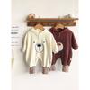 Children's Clothing, Baby Clothes, Autumn and Winter Cute Hooded Bear Baby Fleece-Lined One-Piece Romper, Warm Outdoor Clothing