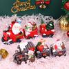 Resin Santa Claus Train Statue Cute Miniature Figurine Sculpture  Birthday