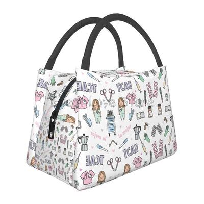 Doctors Nurse Print Thermal Lunch Bag Women Portable Insulated Cooler Bag for Picnic Work Reusable Packed Lunch Box Bags