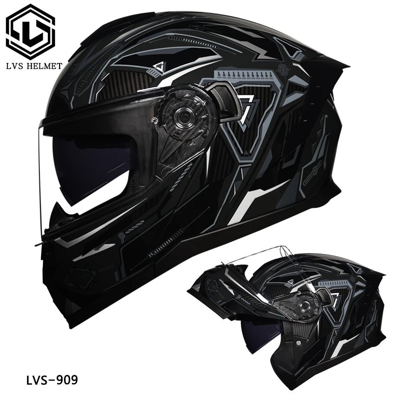 Motorcycle helmet, men's and women's all season universal flip face helmet, double mirror semi full coverage motorcycle, persona
