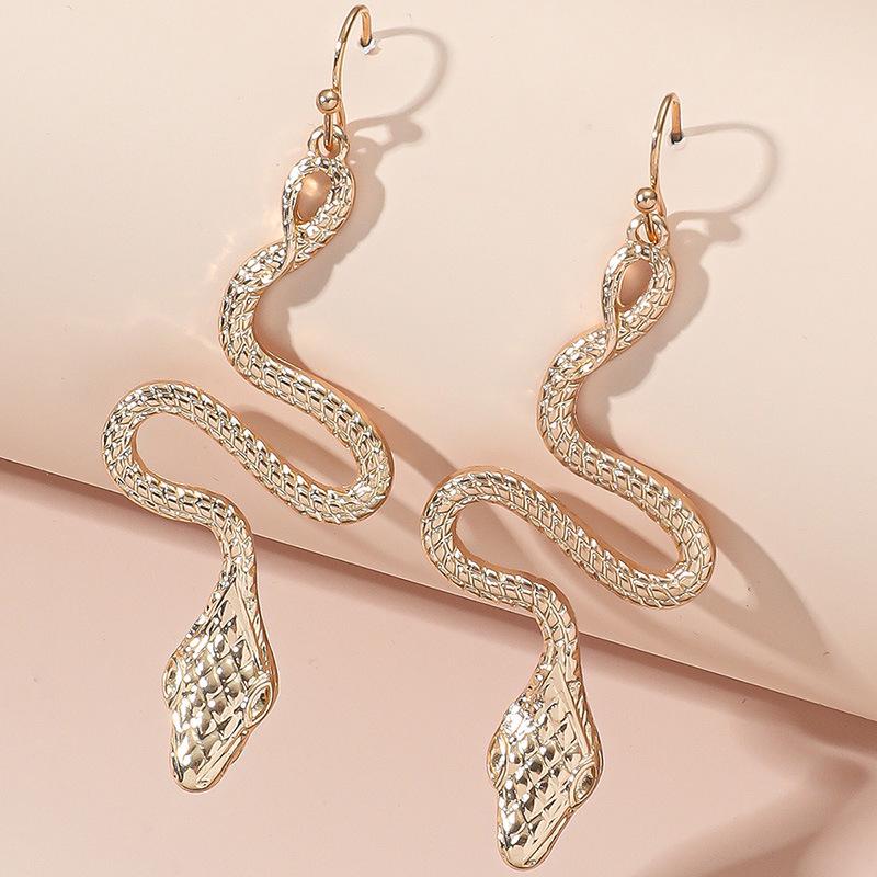 European Creative Punk Geometric Snake Coil Long Earrings