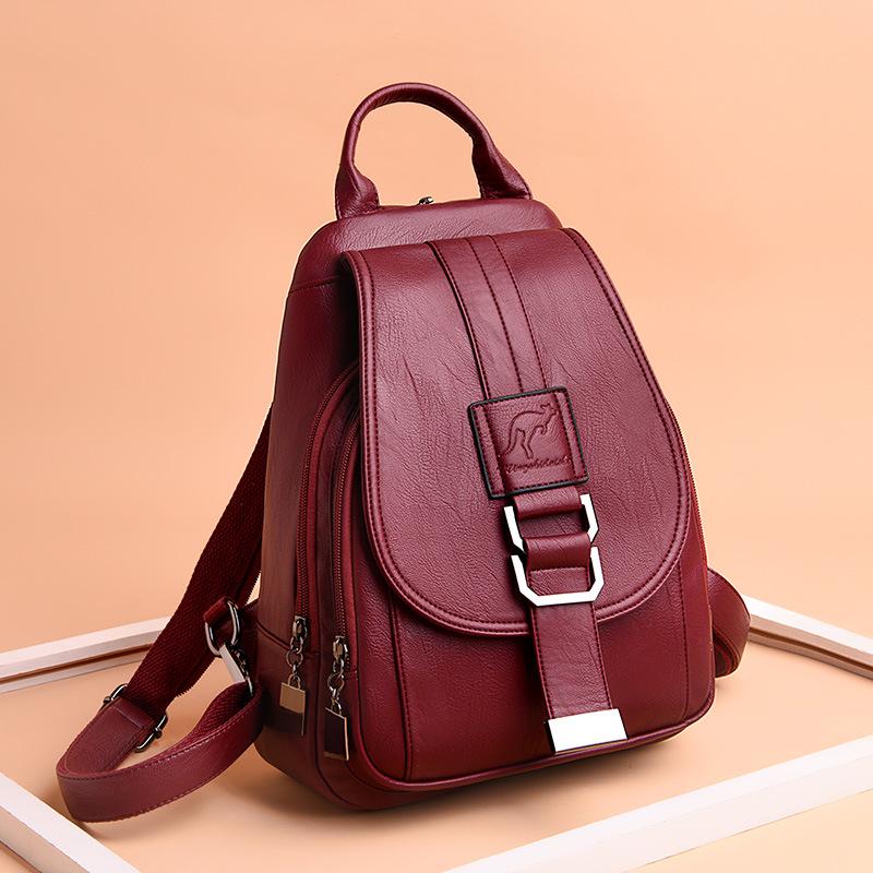 Chic Women's Korean-Style Minimalist Soft Leather Backpack – Simple, Large Capacity, Casual Design