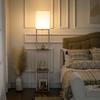 Modern Metal Floor Lamp with Shelves, 3 Layer Shelf Tall Standing Lamp with Fabric Lampshade, Pull Chain Switch for Living Room, Bedroom