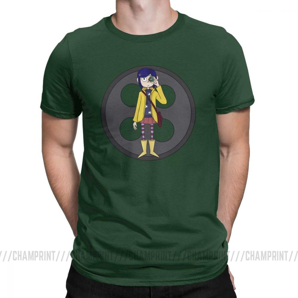 Coraline Men S T Shirts Coraline Button Eyes Leisure Cotton Short Sleeve Tees Crew Neck T