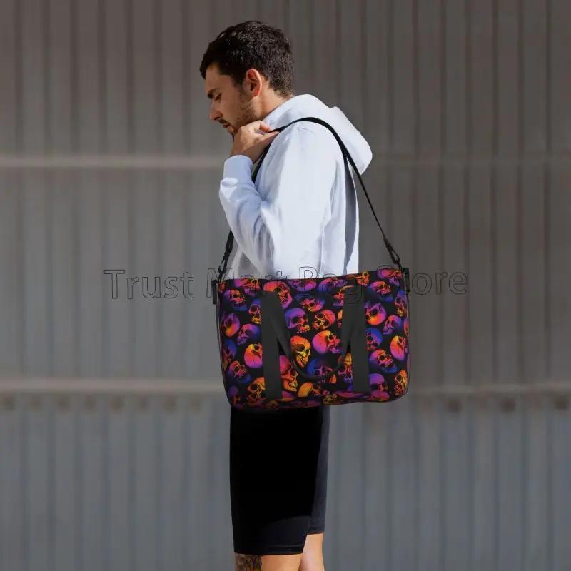 Scary Skull Travel Duffel Bags Lightweight Waterproof Weekender Overnight Bag Foldable Carry on Luggage Bags Sport Gym Yoga Bag