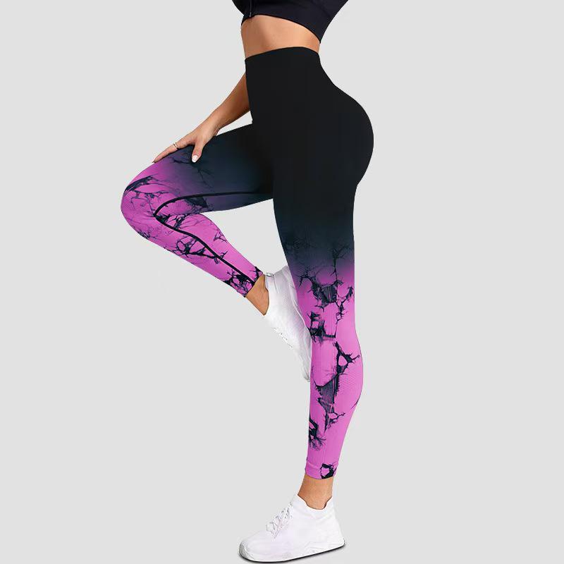 Women's High-Waist Gradient Tie-Dye Yoga Pants - Elastic, Hip-Lifting & Quick-Drying Fitness Wear