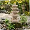 Pagoden Gartenstatue Solarbetriebene Pagodenlaterne Harz Außen Zen Japanische Gartendekoration für Balkon, Terrasse, Veranda, Hof 11,4x4,7x4,7 Zoll Khaki