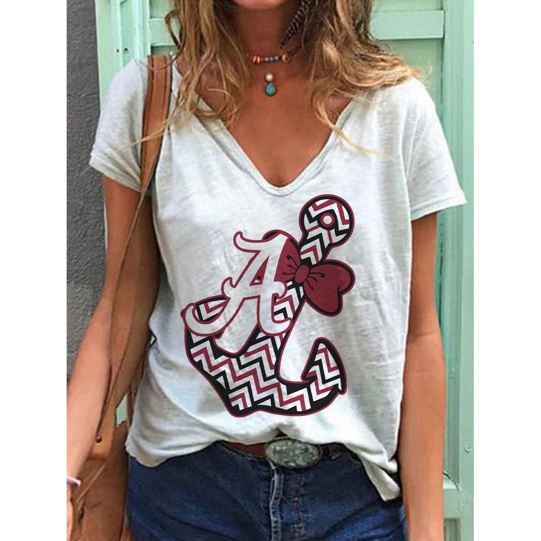 

Новая женская футболка с V-образным вырезом и рисунком логотипа профессиональной бейсбольной команды в городском стиле, напечатанная на 3D-принтере S