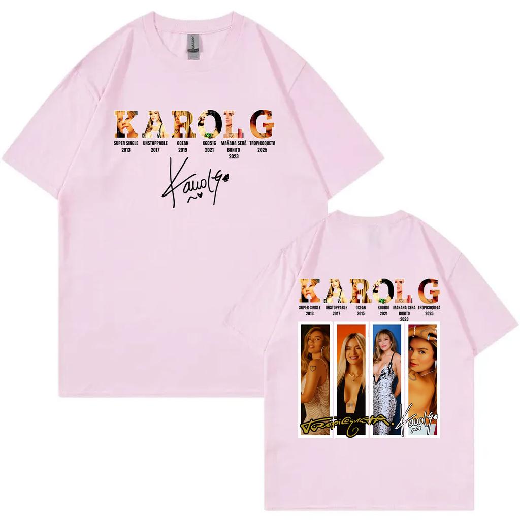 Singer Karol G Double Sided Graphic T Shirts High Streetr Fashion Trend Short Sleeve Tshirts Unisex Unisex Casual Cotton Tshirt
