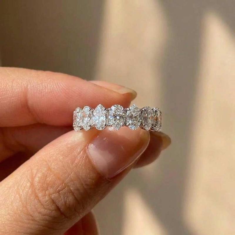 

925 Sterling Copper Pear Cubic Zircon Promise Rings for Women Fashion Luxury Wedding Band Accessories Female Zircon Gift 6 белый