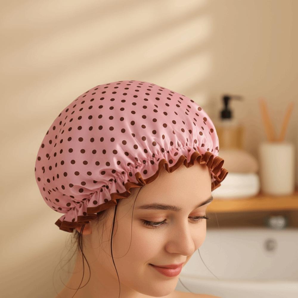 4PCS/SET Waterproof Shower Cap Elastic Hair Care Hat Bath Cap Bathing Hat  Water Activities