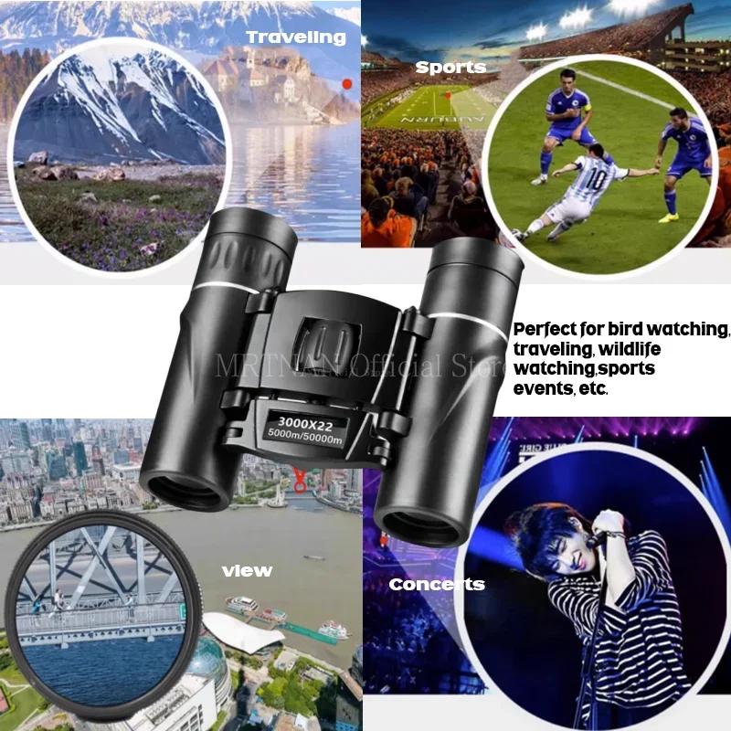 3000X22 Powerful Binoculars Long Range BAK4 Telescope HD Portable Folding Low Light Monocular For Outdoor Hunting Camping