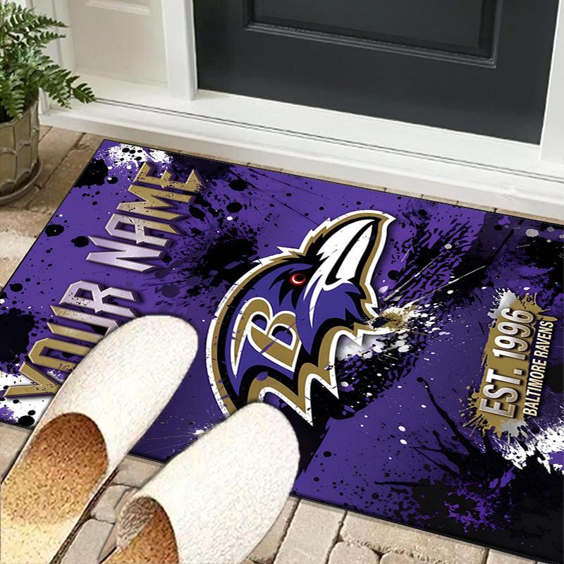 Custom NameRavens Team Spirit Carpet, Indoor Rug, Chair Rug, Living Rooms, Doormat Made From Polyester Home Decor Birthday Christmas Gifts