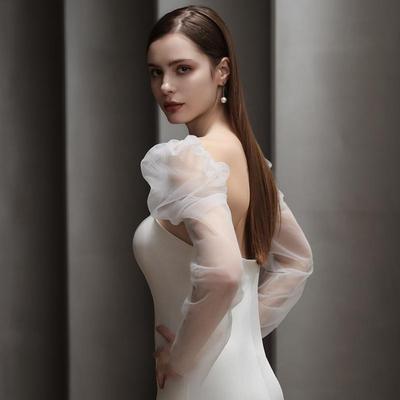 Fashion Transparent Bridal Sleeves Breathable Thin Wedding Long Sleeves Yarn Arm Covers