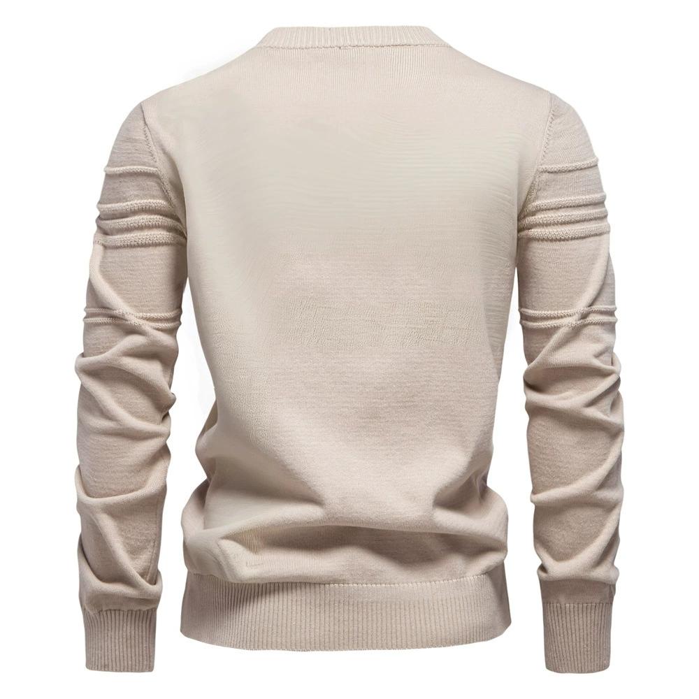 Mens Crewneck Pullover Sweater Knitted Cotton Stripped Quality Autumn Winter Warm Sweaters for Men