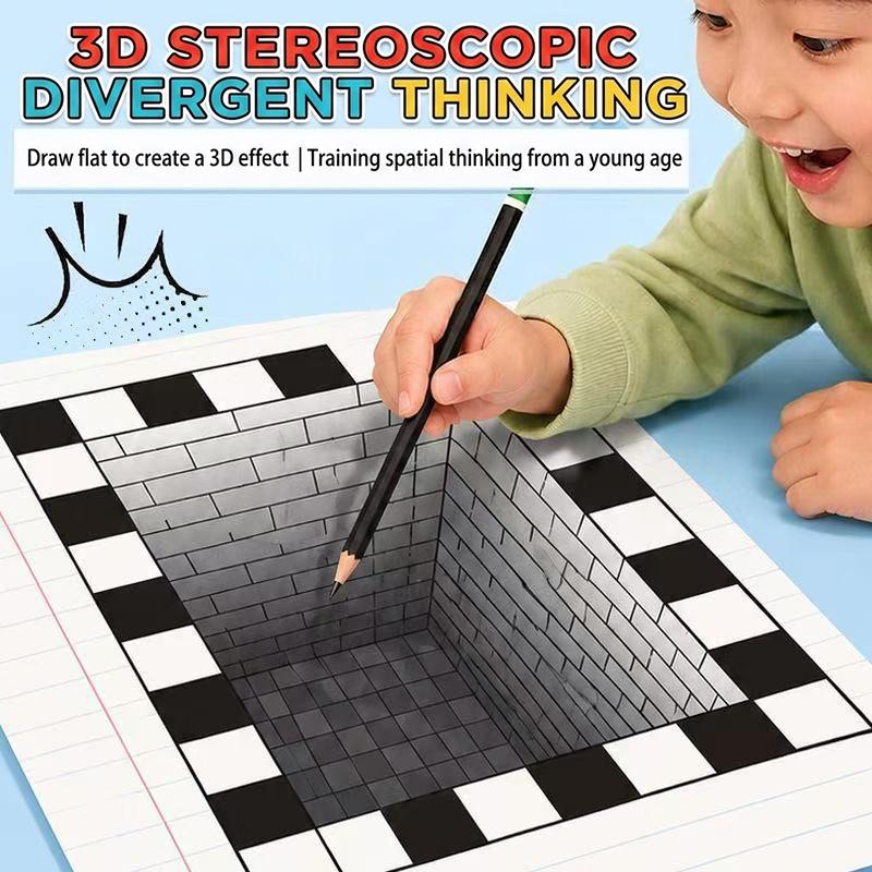 4/1Pcs 3D Magic Stereoscopic Painting Creative Fun Magic For Kindergarten 3-7 Years Old Thinking Training Coloring Sketches