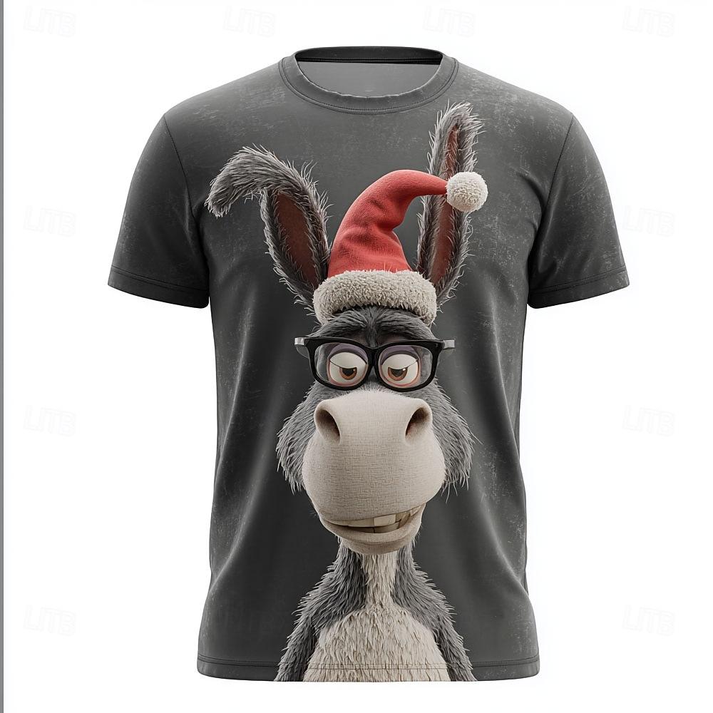 

Christmas 3D Print T-Shirt Funny Elk Graphic Casual Summer Round Neck Fashion Comfortable T-Shirt XS