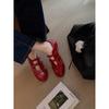 Sheepskin version~ Ballet style Velcro round head lazy casual shoes women Mary Jane single shoes