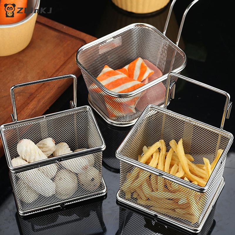 1PCS Multi-functional Stainless Steel Deep Frying Basket Kitchen Hangable Colander Oil Filter Mesh Sieve Hotpot Strainer Mesh