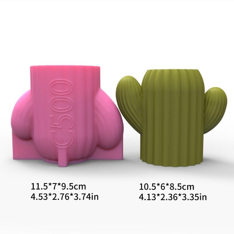 Nonstick Cactus Shape Pen Holder Mold Flower Pot Silicone Mold DIY Crafts Ornament Tool DIY Succulent Planter Mold