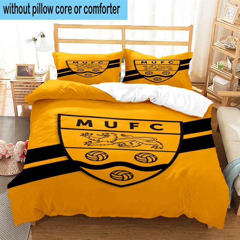 3pcs Football Crest Printed Bedding Set Duvet Cover Closure Includes 1 Duvet Cover & 2 Pillowcases Bedding Sets Home Decor Gifts