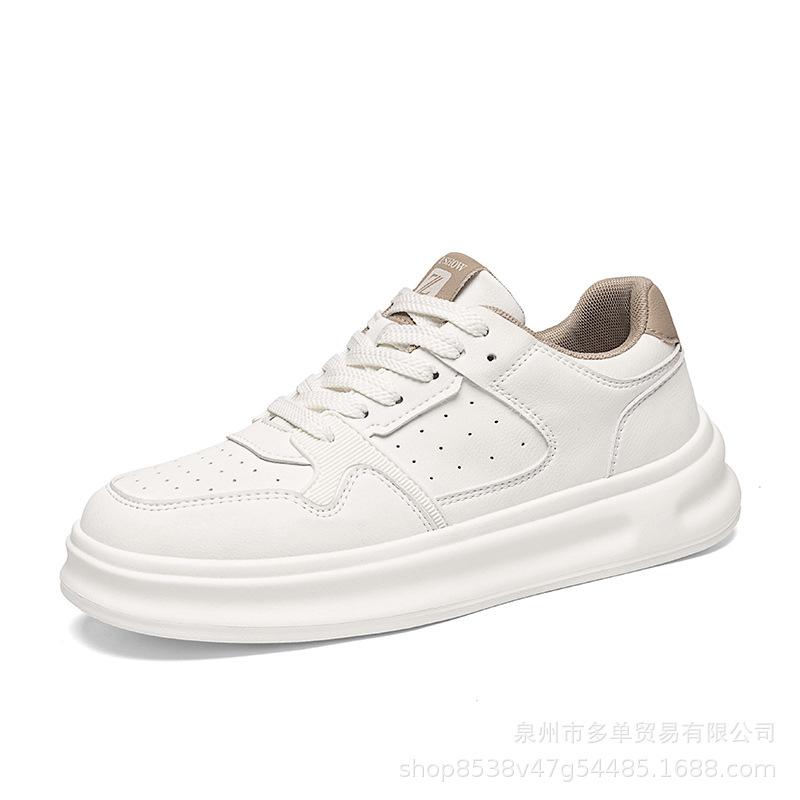 

Men s classic simple white shoes, platform-soled fashionable and comfortable casual shoes, light cushioning leather surface versatile sports board s 39