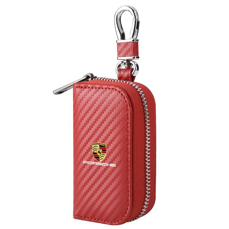 

PU Car Key Case Signal Blocker Box Anti-Hacking Anti-Theft Key Fob For Porsche Cayenne Macan 911 Boxster Cayman Panamera 718 червоний