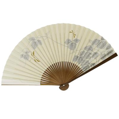 Pliant fait avec un éventail style Kyoto libellule nacrée en bois karaki, Japon, monture, finition, design, 22,5 cm, parfumé, double face.