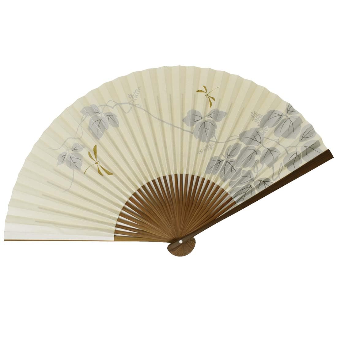 

folding made in with a karaki wood pearlescent dragonfly Kyoto-style fan, Japan, frame, finish, design, 22.5 cm, scented, double-sided. бежевый