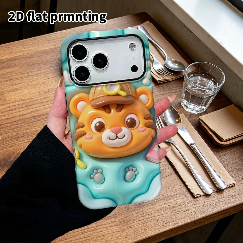 Phone Case: 2D flat design suitable for iPhone 18 17 16 15 14 13 Pro protective case, Detective Little Tiger, perfect Christmas and Halloween holiday