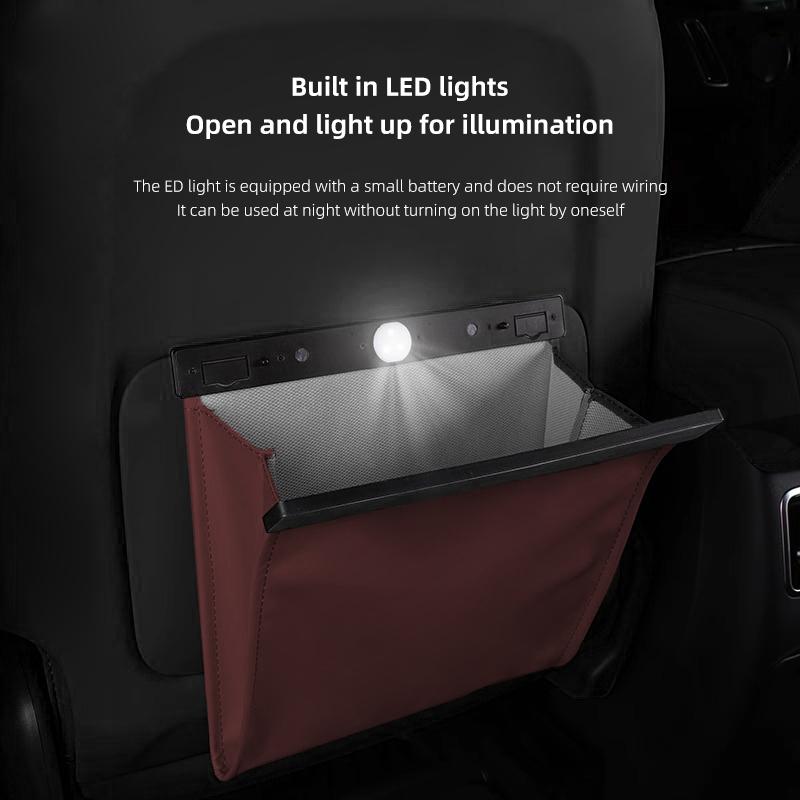 FIQK8 For Lexus IS250 RX350 LX570 LX600 GX470 RX330 Seat Back Storage Bag Magnetic Open PU Leather Garbage Trash Bin Pocket Organizer