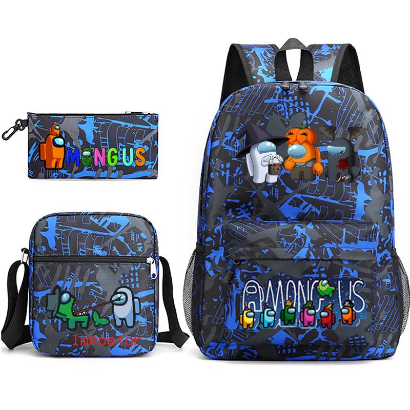 3-delige Schoolrugzakset voor Studenten Grote Capaciteit Oxford Stof Schooltas met Schouderband en Etui 3-piece school bag set